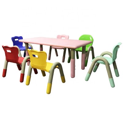 Kindergarten kids classroom furniture plastic adjustable table and chair